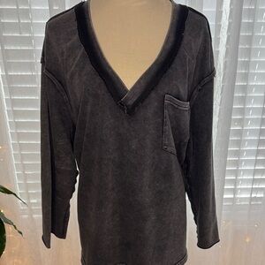 Women's Black V-Neck Sweatshirt